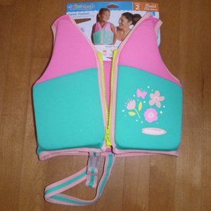 Toddler Swim School Trainer Vest Level 2 Age 2 4 Years 33lbs Max UPF Flowers NWT